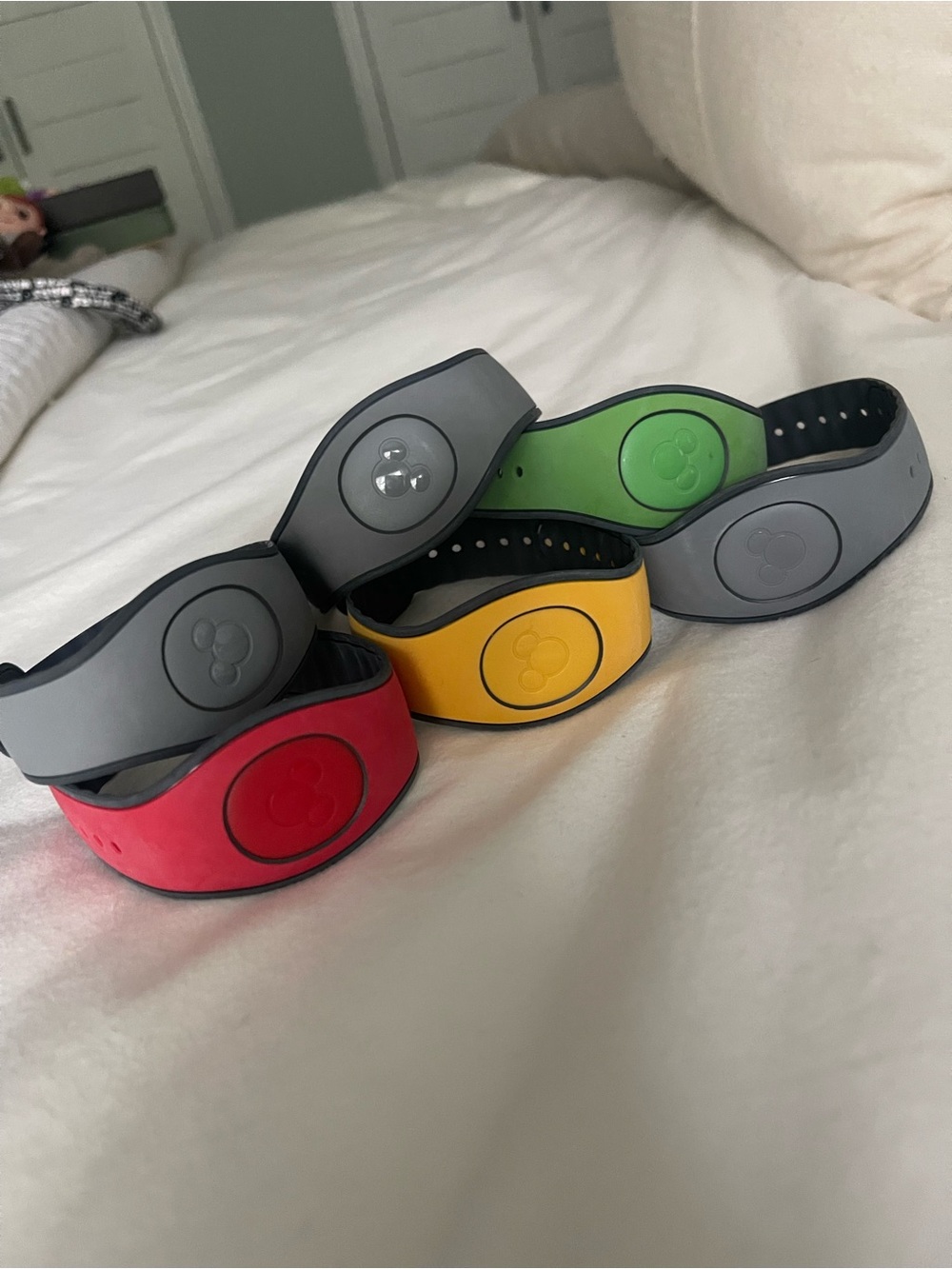 Disney MagicBand Bundle- Gray, Red, Yellow, Green, Black